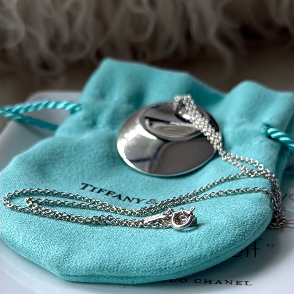 ❌SOLD❌Tiffany & Co. Elsa Peretti Large Oval Tag Pendant Necklace - Picture 3 of 10